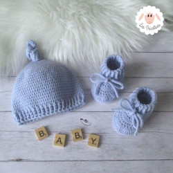 Bonnet et chaussons assortis en laine mérinos