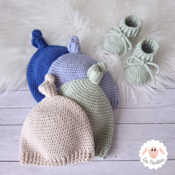 Bonnet et chaussons assortis en laine mérinos