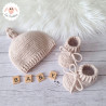Bonnet et chaussons assortis en laine mérinos