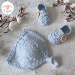Bonnet et chaussons assortis en coton bio