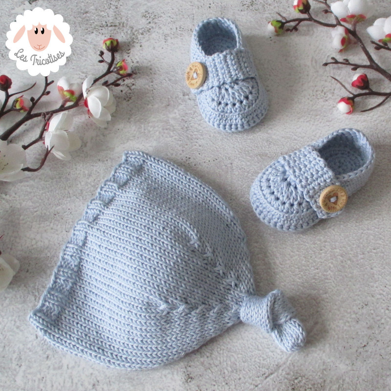 Bonnet et chaussons assortis en coton bio