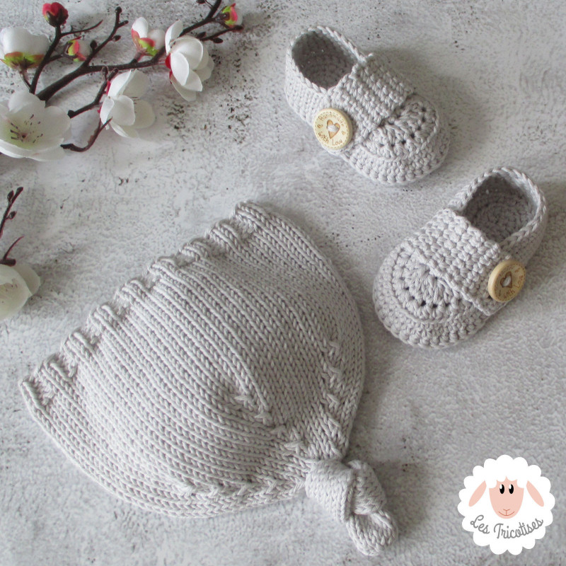 Bonnet et chaussons assortis en coton bio