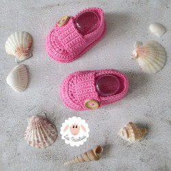 Chaussons bébé mocassins rose layette en coton
