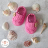 Chaussons bébé mocassins rose layette en coton
