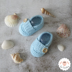 Chaussons bébé mocassins en coton bio bleu ciel