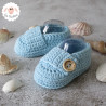 Chaussons bébé mocassins en coton bio bleu ciel