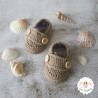 Chaussons bébé garçon mocassins en coton bio marron beige
