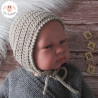 Bonnet béguin en coton et mérinos