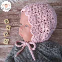 Bonnet béguin en coton et mérinos