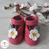 Chaussons bébé babies roses en coton bio