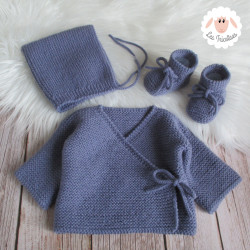 Ensemble de naissance brassière béguin chaussons