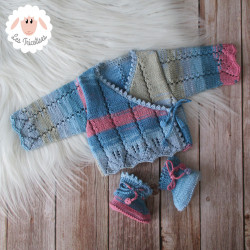 Brassière bébé en coton multicolore et chaussons assortis