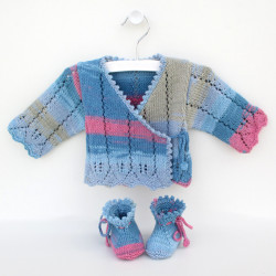 Brassière bébé en coton multicolore et chaussons assortis