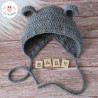 Bonnet béguin ourson en laine mérinos