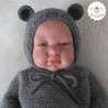Bonnet béguin ourson en laine mérinos