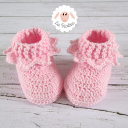 Chaussons bébé fille en laine bio rose