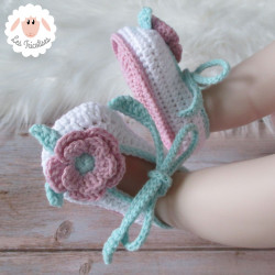 Chaussons bébé fille ballerines à fleurs
