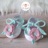 Chaussons bébé fille ballerines à fleurs