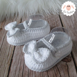 Chaussons bébé fille ballerines blanches à nœuds