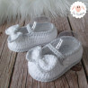 Chaussons bébé fille ballerines blanches à nœuds