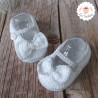 Chaussons bébé fille ballerines blanches à nœuds