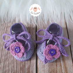 Chaussons bébé fille ballerines à fleurs