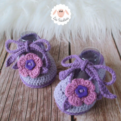 Chaussons bébé fille ballerines à fleurs