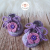 Chaussons bébé fille ballerines à fleurs