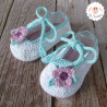 Chaussons bébé ballerines blanches fleurs mauves