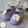 Chaussons bébé babies à fleurs blanches plusieurs couleurs
