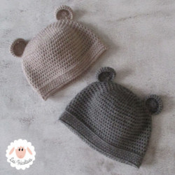 Bonnet ourson en laine mérinos