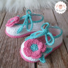 Chaussons bébé ballerines blanches à fleurs roses en coton