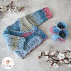 Brassière bébé en coton multicolore et chaussons assortis