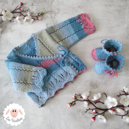 Brassière bébé en coton multicolore et chaussons assortis