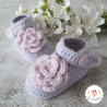 Chaussons bébé babiesà fleurs mauves