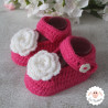 Chaussons bébé ballerines babies à fleurs blanches