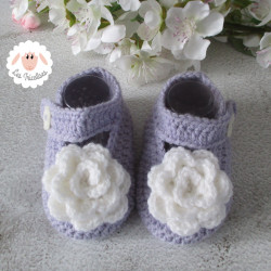 Chaussons bébé ballerines babies à fleurs blanches