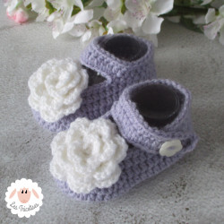 Chaussons bébé ballerines babies à fleurs blanches