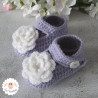 Chaussons bébé ballerines babies à fleurs blanches