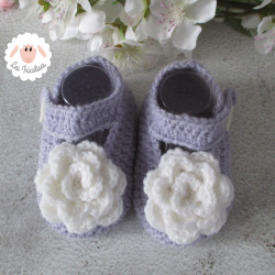 Chaussons bébé ballerines babies à fleurs blanches