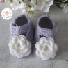 Chaussons bébé ballerines babies à fleurs blanches