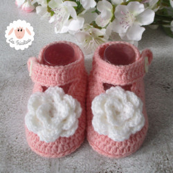 Chaussons bébé ballerines babies à fleurs blanches