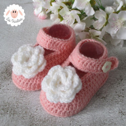 Chaussons bébé ballerines babies à fleurs blanches