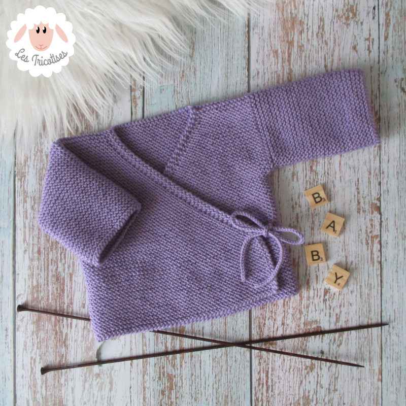 Brassière croisée de naissance en laine mérinos