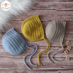Bonnet béguin en coton et mérinos