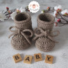Bonnet ourson et chaussons assortis en laine mérinos