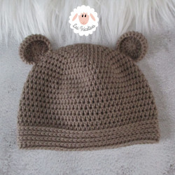Bonnet ourson et chaussons assortis en laine mérinos