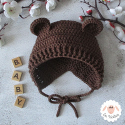 Bonnet béguin à oreilles d'ours