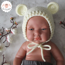 Bonnet béguin à oreilles d'ours