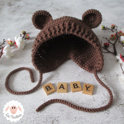 Bonnet béguin à oreilles d'ours